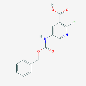 molecular formula C14H11ClN2O4 B2374232 2-Chloro-5-(phenylmethoxycarbonylamino)pyridine-3-carboxylic acid CAS No. 2287331-37-5