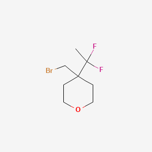 molecular formula C8H13BrF2O B2374238 4-(溴甲基)-4-(1,1-二氟乙基)氧杂环丁烷 CAS No. 2171990-07-9
