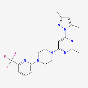 molecular formula C20H22F3N7 B2374246 4-(3,5-Dimethylpyrazol-1-yl)-2-methyl-6-[4-[6-(trifluoromethyl)pyridin-2-yl]piperazin-1-yl]pyrimidine CAS No. 2415552-40-6