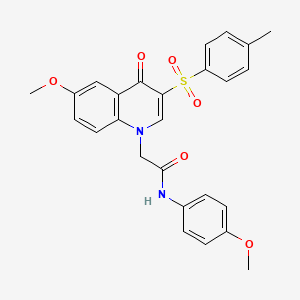 molecular formula C26H24N2O6S B2374257 2-(6-甲氧基-4-氧代-3-甲苯磺酰基喹啉-1(4H)-基)-N-(4-甲氧基苯基)乙酰胺 CAS No. 902278-58-4