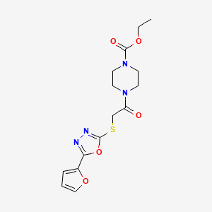 Ethyl 4-({[5-(2-furyl)-1,3,4-oxadiazol-2-yl]thio}acetyl)piperazine-1-carboxylate