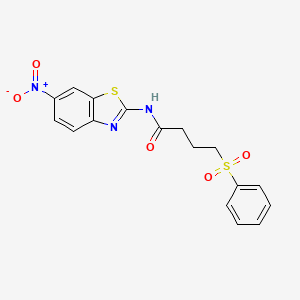 N-(6-nitrobenzo[d]thiazol-2-yl)-4-(phenylsulfonyl)butanamide