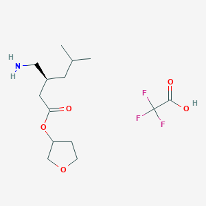 molecular formula C14H24F3NO5 B2374272 oxolan-3-yl (3S)-3-(aminomethyl)-5-methylhexanoate,trifluoroacetic acid CAS No. 1955485-27-4