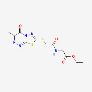 molecular formula C11H13N5O4S2 B2374280 2-(2-((3-甲基-4-氧代-4H-[1,3,4]噻二唑[2,3-c][1,2,4]三嗪-7-基)硫代)乙酰氨基)乙酸乙酯 CAS No. 941922-73-2