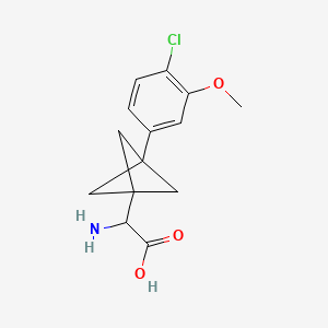 molecular formula C14H16ClNO3 B2374282 2-Amino-2-[3-(4-chloro-3-methoxyphenyl)-1-bicyclo[1.1.1]pentanyl]acetic acid CAS No. 2287268-34-0