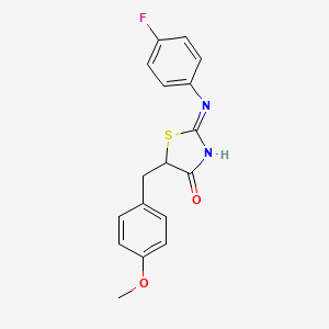 molecular formula C17H15FN2O2S B2374283 (E)-2-((4-氟苯基)亚氨基)-5-(4-甲氧基苄基)噻唑烷-4-酮 CAS No. 301174-61-8