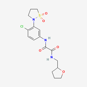 molecular formula C16H20ClN3O5S B2374284 N1-(4-chloro-3-(1,1-dioxidoisothiazolidin-2-yl)phenyl)-N2-((tetrahydrofuran-2-yl)methyl)oxalamide CAS No. 1105230-37-2