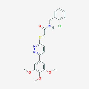 molecular formula C22H22ClN3O4S B2374287 N-(2-chlorobenzyl)-2-((6-(3,4,5-trimethoxyphenyl)pyridazin-3-yl)thio)acetamide CAS No. 899740-59-1