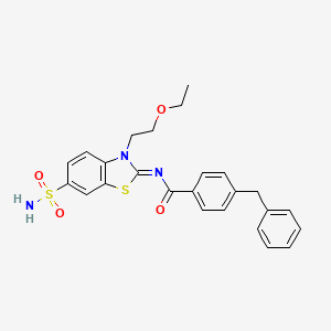 molecular formula C25H25N3O4S2 B2374292 (Z)-4-benzyl-N-(3-(2-ethoxyethyl)-6-sulfamoylbenzo[d]thiazol-2(3H)-ylidene)benzamide CAS No. 865174-01-2