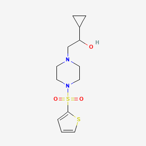molecular formula C13H20N2O3S2 B2374294 1-Cyclopropyl-2-(4-(thiophen-2-ylsulfonyl)piperazin-1-yl)ethanol CAS No. 1396850-55-7