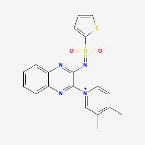 molecular formula C19H16N4O2S2 B2374295 [3-(3,4-二甲基吡啶-1-基)喹喔啉-2-基](噻吩-2-基磺酰基)氮杂环烷 CAS No. 1103502-91-5