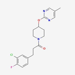 molecular formula C19H21ClFN3O2 B2374309 3-(3-Chloro-4-fluorophenyl)-1-[4-(5-methylpyrimidin-2-yl)oxypiperidin-1-yl]propan-1-one CAS No. 2380081-35-4