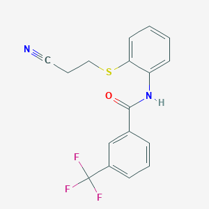 molecular formula C17H13F3N2OS B2374315 N-[2-(2-氰乙硫基)苯基]-3-(三氟甲基)苯甲酰胺 CAS No. 477498-16-1