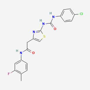 molecular formula C19H16ClFN4O2S B2374323 2-(2-(3-(4-chlorophenyl)ureido)thiazol-4-yl)-N-(3-fluoro-4-methylphenyl)acetamide CAS No. 897620-89-2
