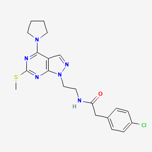 2-(4-chlorophenyl)-N-(2-(6-(methylthio)-4-(pyrrolidin-1-yl)-1H-pyrazolo[3,4-d]pyrimidin-1-yl)ethyl)acetamide