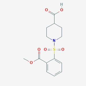 molecular formula C14H17NO6S B2374340 1-[2-(Methoxycarbonyl)benzenesulfonyl]piperidine-4-carboxylic acid CAS No. 731802-61-2