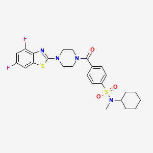 molecular formula C25H28F2N4O3S2 B2374344 N-cyclohexyl-4-(4-(4,6-difluorobenzo[d]thiazol-2-yl)piperazine-1-carbonyl)-N-methylbenzenesulfonamide CAS No. 941995-38-6