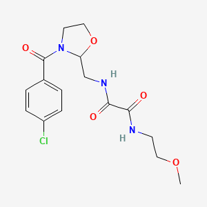 molecular formula C16H20ClN3O5 B2374375 N1-((3-(4-chlorobenzoyl)oxazolidin-2-yl)methyl)-N2-(2-methoxyethyl)oxalamide CAS No. 874805-01-3