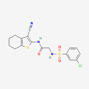 molecular formula C17H16ClN3O3S2 B2374407 2-[(3-chlorophenyl)sulfonylamino]-N-(3-cyano-4,5,6,7-tetrahydro-1-benzothiophen-2-yl)acetamide CAS No. 690644-28-1