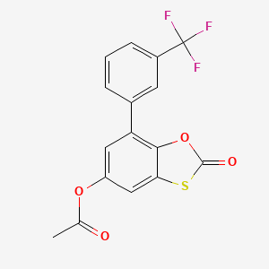molecular formula C16H9F3O4S B2374417 2-Oxo-7-(3-(trifluoromethyl)phenyl)benzo[d][1,3]oxathiol-5-yl acetate CAS No. 325817-44-5