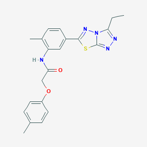 molecular formula C21H21N5O2S B237445 N-[5-(3-ethyl[1,2,4]triazolo[3,4-b][1,3,4]thiadiazol-6-yl)-2-methylphenyl]-2-(4-methylphenoxy)acetamide 