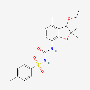 molecular formula C21H26N2O5S B2374467 3-乙氧基-2,2,4-三甲基-7-[({[(4-甲基苯基)磺酰]氨基}羰基)氨基]-2,3-二氢-1-苯并呋喃 CAS No. 866151-62-4