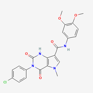 molecular formula C22H19ClN4O5 B2374479 3-(4-chlorophenyl)-N-(3,4-dimethoxyphenyl)-5-methyl-2,4-dioxo-2,3,4,5-tetrahydro-1H-pyrrolo[3,2-d]pyrimidine-7-carboxamide CAS No. 921575-38-4