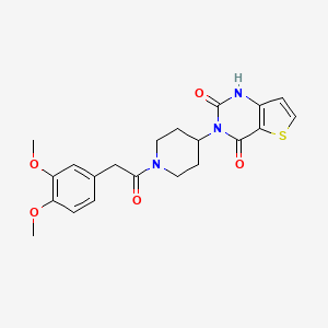 molecular formula C21H23N3O5S B2374482 3-(1-(2-(3,4-dimethoxyphenyl)acetyl)piperidin-4-yl)thieno[3,2-d]pyrimidine-2,4(1H,3H)-dione CAS No. 2034597-52-7