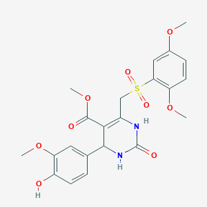 molecular formula C22H24N2O9S B2374483 6-(((2,5-二甲氧基苯基)磺酰基)甲基)-4-(4-羟基-3-甲氧基苯基)-2-氧代-1,2,3,4-四氢嘧啶-5-甲酸甲酯 CAS No. 899723-54-7