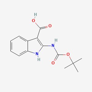 molecular formula C14H16N2O4 B2374503 2-[(2-Methylpropan-2-yl)oxycarbonylamino]-1H-indole-3-carboxylic acid CAS No. 2248350-20-9