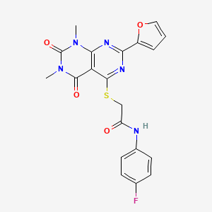 N-(4-fluorophenyl)-2-((2-(furan-2-yl)-6,8-dimethyl-5,7-dioxo-5,6,7,8-tetrahydropyrimido[4,5-d]pyrimidin-4-yl)thio)acetamide