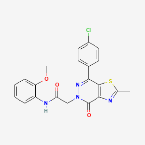 molecular formula C21H17ClN4O3S B2374532 2-(7-(4-chlorophenyl)-2-methyl-4-oxothiazolo[4,5-d]pyridazin-5(4H)-yl)-N-(2-methoxyphenyl)acetamide CAS No. 941897-59-2