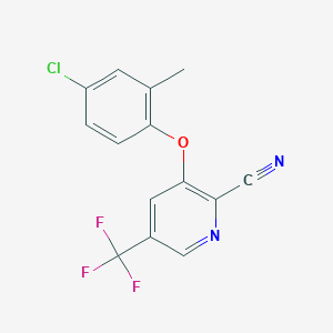 molecular formula C14H8ClF3N2O B2374544 3-(4-Chloro-2-methylphenoxy)-5-(trifluoromethyl)pyridine-2-carbonitrile CAS No. 338960-03-5