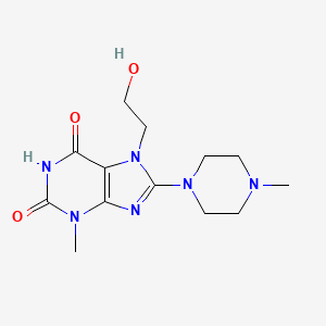 molecular formula C13H20N6O3 B2374546 7-(2-羟乙基)-3-甲基-8-(4-甲基哌嗪-1-基)-1H-嘌呤-2,6(3H,7H)-二酮 CAS No. 302903-95-3