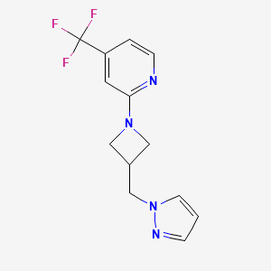 molecular formula C13H13F3N4 B2374548 2-[3-(Pyrazol-1-ylmethyl)azetidin-1-yl]-4-(trifluoromethyl)pyridine CAS No. 2319723-46-9