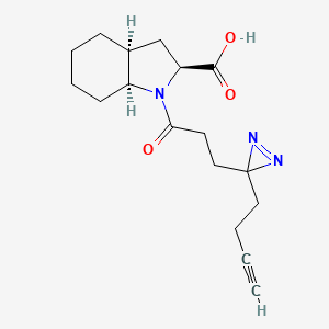 molecular formula C17H23N3O3 B2374551 (2S,3As,7aS)-1-[3-(3-but-3-ynyldiazirin-3-yl)propanoyl]-2,3,3a,4,5,6,7,7a-octahydroindole-2-carboxylic acid CAS No. 2220119-93-5