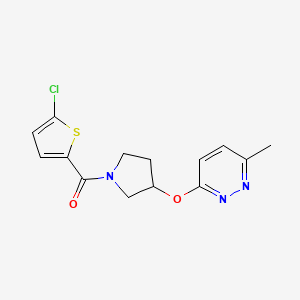 molecular formula C14H14ClN3O2S B2374565 (5-Chlorothiophen-2-yl)(3-((6-methylpyridazin-3-yl)oxy)pyrrolidin-1-yl)methanone CAS No. 2034581-34-3