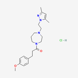 molecular formula C22H33ClN4O2 B2374577 Clorhidrato de 1-(4-(2-(3,5-dimetil-1H-pirazol-1-il)etil)-1,4-diazepan-1-il)-3-(4-metoxifenil)propan-1-ona CAS No. 1396783-36-0