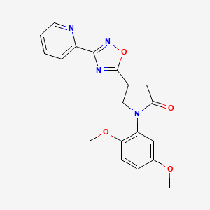 molecular formula C19H18N4O4 B2374581 1-(2,5-Dimethoxyphenyl)-4-[3-(2-pyridyl)-1,2,4-oxadiazol-5-yl]-2-pyrrolidinone CAS No. 1021221-02-2