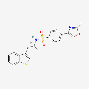 molecular formula C21H20N2O3S2 B2374587 N-(1-(benzo[b]thiophen-3-yl)propan-2-yl)-4-(2-methyloxazol-4-yl)benzenesulfonamide CAS No. 2034298-80-9