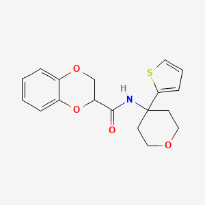 N-(4-(thiophen-2-yl)tetrahydro-2H-pyran-4-yl)-2,3-dihydrobenzo[b][1,4]dioxine-2-carboxamide