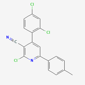 molecular formula C19H11Cl3N2 B2374599 2-Chloro-4-(2,4-dichlorophenyl)-6-(4-methylphenyl)pyridine-3-carbonitrile CAS No. 860609-63-8