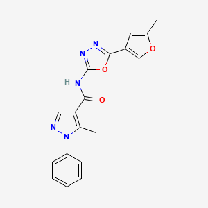 molecular formula C19H17N5O3 B2374601 N-(5-(2,5-二甲基呋喃-3-基)-1,3,4-恶二唑-2-基)-5-甲基-1-苯基-1H-吡唑-4-甲酰胺 CAS No. 1286714-48-4
