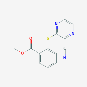 molecular formula C13H9N3O2S B2374603 2-[(3-氰基-2-吡嗪基)硫代基]苯甲酸甲酯 CAS No. 303146-82-9
