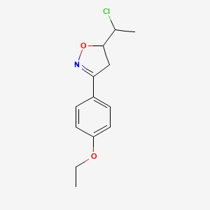 molecular formula C13H16ClNO2 B2374634 5-(1-Chloroethyl)-3-(4-ethoxyphenyl)-4,5-dihydro-1,2-oxazole CAS No. 1553940-42-3