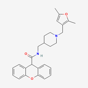 molecular formula C27H30N2O3 B2374638 N-((1-((2,5-二甲基呋喃-3-基)甲基哌啶-4-基)甲基)-9H-黄色素-9-甲酰胺 CAS No. 1235242-06-4