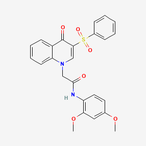 molecular formula C25H22N2O6S B2374642 2-[3-(benzenesulfonyl)-4-oxoquinolin-1-yl]-N-(2,4-dimethoxyphenyl)acetamide CAS No. 866725-36-2