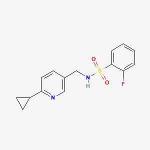 molecular formula C15H15FN2O2S B2374645 N-((6-环丙基吡啶-3-基)甲基)-2-氟苯磺酰胺 CAS No. 2320212-38-0