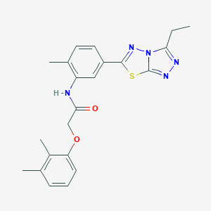 molecular formula C22H23N5O2S B237466 2-(2,3-dimethylphenoxy)-N-[5-(3-ethyl[1,2,4]triazolo[3,4-b][1,3,4]thiadiazol-6-yl)-2-methylphenyl]acetamide 