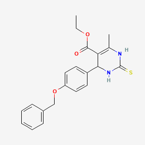 molecular formula C21H22N2O3S B2374686 Ethyl 4-(4-(benzyloxy)phenyl)-6-methyl-2-thioxo-1,2,3,4-tetrahydropyrimidine-5-carboxylate CAS No. 301322-98-5